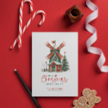 Small-Town Kerstmis Theme Design Kaart<br><div class="desc">Dit schattige kleine stad wenskaart met kerstthema's heeft een schattig klein stadje met kerstversiering. Personaliseer eenvoudig deze vakantiewenskaart.</div>