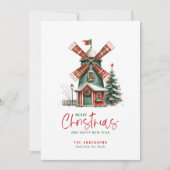 Small-Town Kerstmis Theme Design Kaart (Voorkant)