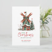 Small-Town Kerstmis Theme Design Kaart (Staand voorkant)