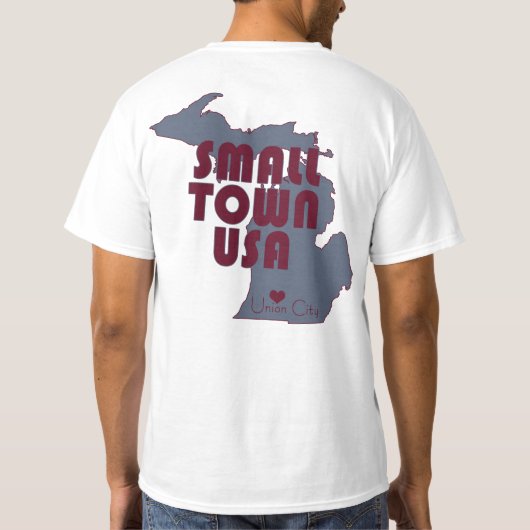 Small Town USA | Union City Michigan T-shirt (Achterkant)