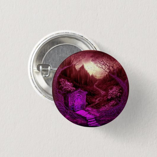 Small Unique Cabin Set Along A Stream Ronde Button 3,2 Cm (Voorkant /achterkant)