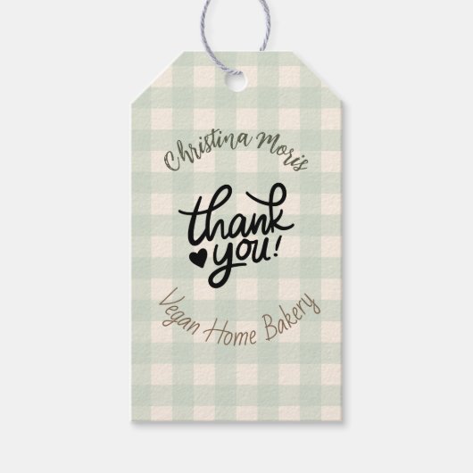 Small Vegan Home Bakery Thank You Pattern Cadeaulabel (Voorkant)