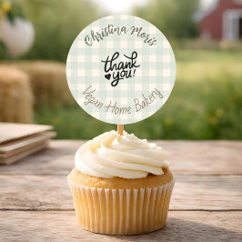 Small Vegan Home Bakery Thank You Pattern Ronde Sticker