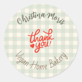 Small Vegan Home Bakery Thank You Pattern Ronde Sticker