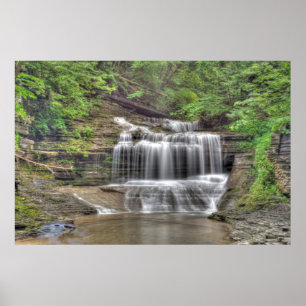 Small Waterfall, Buttermilk Herfst State Park, NY Poster