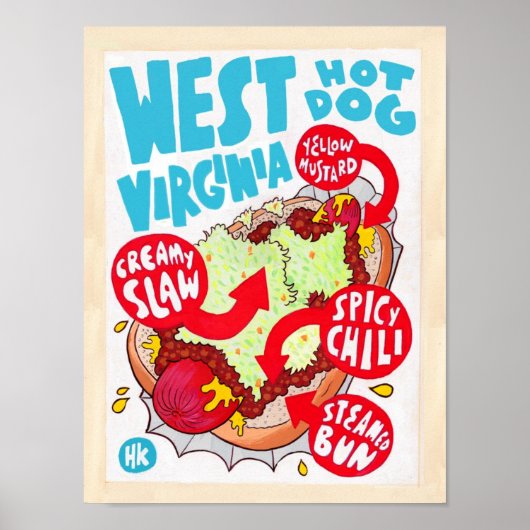 Small West Virginia Hot Dog Poster (Voorkant)
