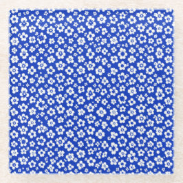 small White Floral Pattern  Glazen Onderzetter