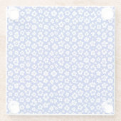 small White Floral Pattern  Glazen Onderzetter (Achterkant)