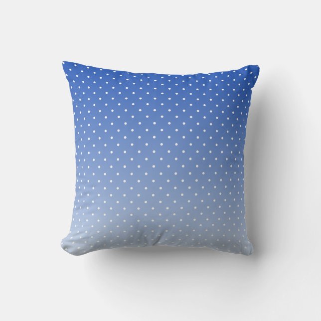 Small White Polka Dots-Ombre Blue Throw Pillow  Kussen (Voorkant)