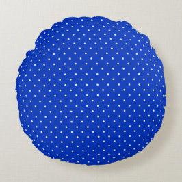 Small White Polkadots on Cobalt Blue Round Pillow Rond Kussen