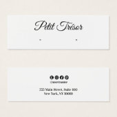 Small White Script  Stud Earring Display Mini Visitekaartjes (Voorkant /achterkant)