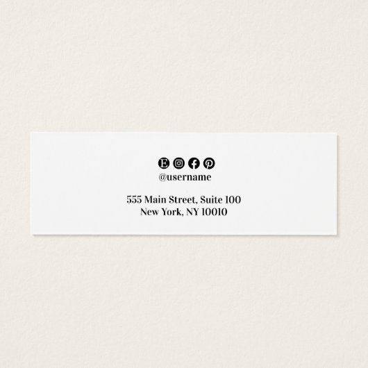 Small White Script  Stud Earring Display Mini Visitekaartjes (Achterkant)