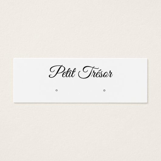 Small White Script  Stud Earring Display Mini Visitekaartjes (Voorkant)