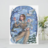 Small Wonders Elf Baby Fantasy Snow Owl Art Kaart (Staand voorkant)