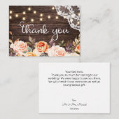 Small Wood Lace Blush & Peach Floral Hartelijk dan Notitiekaartje (Voorkant / Achterkant)