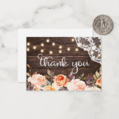 Small Wood Lace Blush & Peach Floral Hartelijk dan Notitiekaartje (Voorkant / Achterkant in situ)