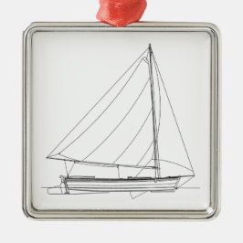 Small Wooden Sailboat - Caribische Sloop Metalen Ornament