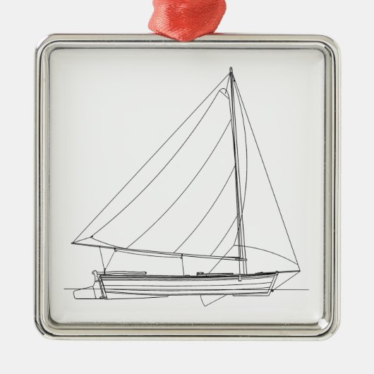 Small Wooden Sailboat - Caribische Sloop Metalen Ornament (Voorkant)