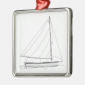 Small Wooden Sailboat - Caribische Sloop Metalen Ornament (Links)