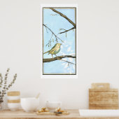 Small Yellow Bird Perched on a Branch Looking up Poster (Keuken)