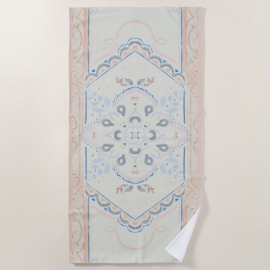 smallCUSTOM NAMEDelicate Seashell Medallion Strandlaken (Voorkant)