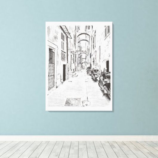 Smalle Italiaanse Straat Canvas Afdruk (Insitu (Houten vloer))