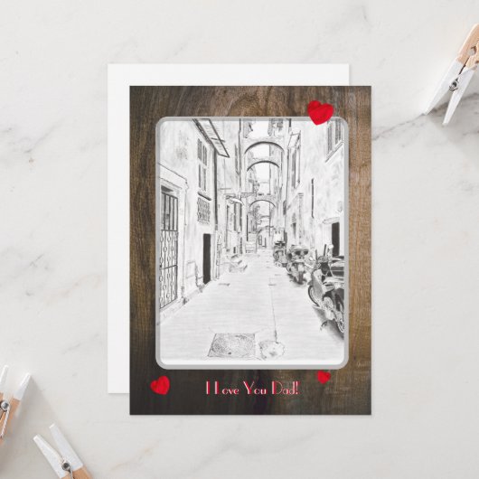 smalle Italiaanse straat - vaders dag Kaart (Voorkant / Achterkant in situ)