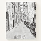 Smalle Italiaanse straat - zwart & wit potlood kun Notitieboek (Achterkant)