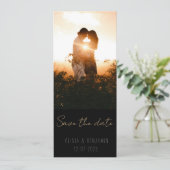 Smalle minimalistische 2 foto Sla de datum op Kaart (Staand voorkant)