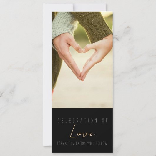 Smalle minimalistische 2 foto Sla de datum op Kaart (Achterkant)