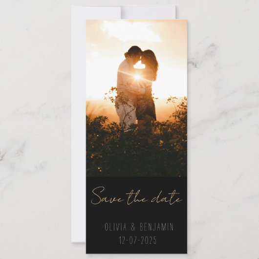 Smalle minimalistische 2 foto Sla de datum op Kaart (Voorkant)