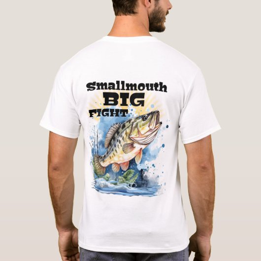 Smallmouth Bass Big Fight Personaliseer NAAM Gevis T-shirt (Achterkant)