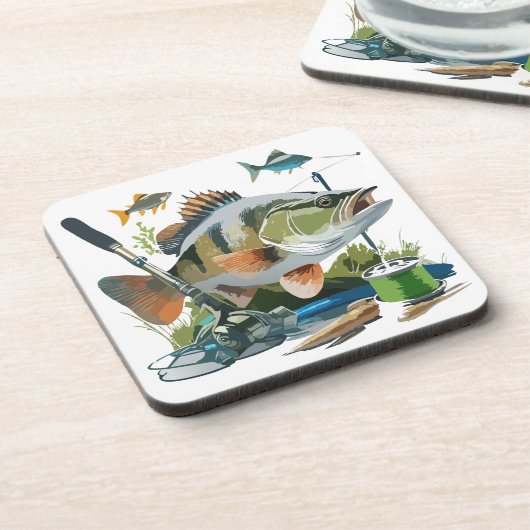 Smallmouth Bass met zijn juiste aanpak Bier Onderzetter (Linkerzijde)