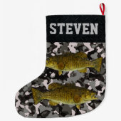 Smallmouth Bass Vist Camo Naam Mannen Grote Kerstsok (Achterkant)