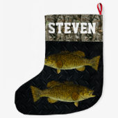 Smallmouth Bass Vist Camo Name Mannen Grote Kerstsok (Achterkant)
