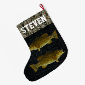 Smallmouth Bass Vist Camo Name Mannen Grote Kerstsok (Achterkant (Hangend))