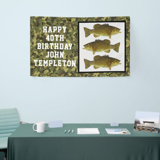 Smallmouth Bass Vist Koel Mannen Birthday Camo Spandoek (Beurs)