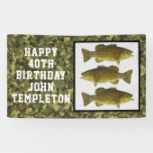 Smallmouth Bass Vist Koel Mannen Birthday Camo Spandoek (Horizontaal)
