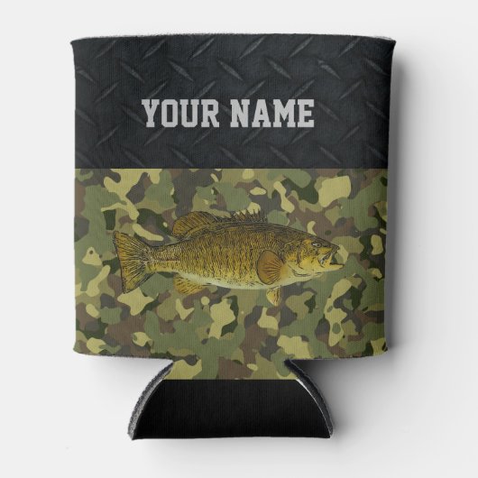 Smallmouth Bass Vist naam Rougged Camo Blikjeskoeler (Voorkant)