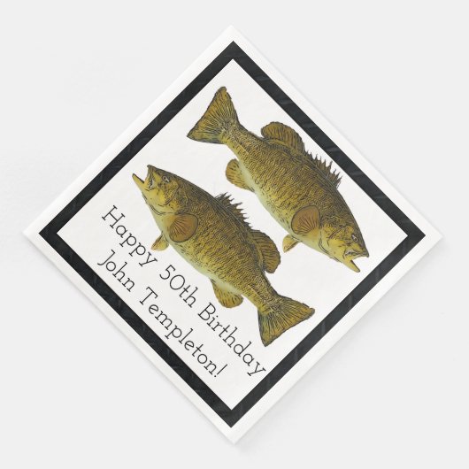 Smallmouth Bass Vist Sport op 50e verjaardag Servet (Hoek)