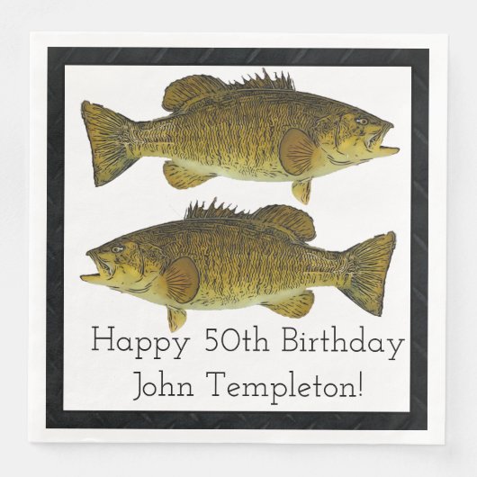 Smallmouth Bass Vist Sport op 50e verjaardag Servet (Voorkant)