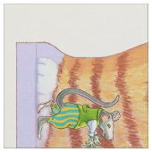 SmallTabby Cat met dansende Mice Pillow 8 per werf Stof (Close Up)
