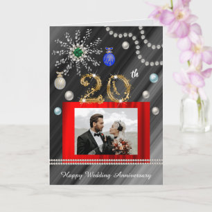 Smaragd 20e verjaardag met Kerstmis 2 foto's Kaart