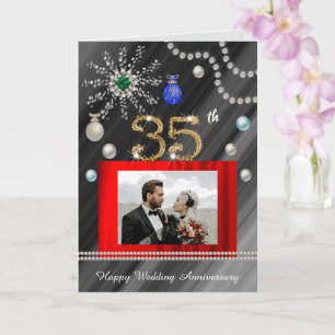 Smaragd 35e verjaardag met Kerstmis 2 foto's Kaart