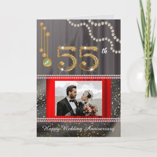 Smaragd 55 Jaar Jubileum Kaart voor Vrouw | Foto (Voorkant)