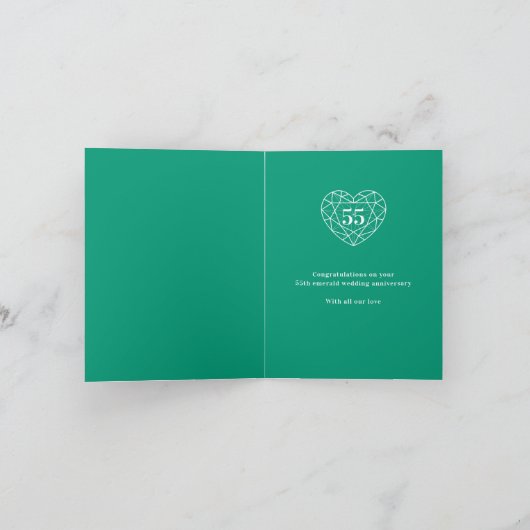 Smaragd 55e trouwdagjubileum kaart (Binnen)