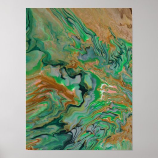 Smaragd Aarde – Abstracte Vloeibare Kunstprint Poster (Voorkant)