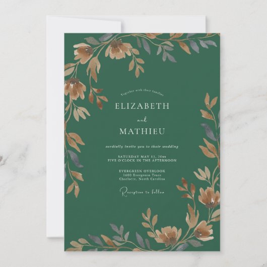 Smaragd Ambergroene Eucalyptus Bruiloft Kaart (Voorkant)