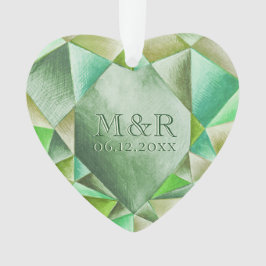 Smaragd Aquarel Hart 55ste Huwelijksjubileum Ornament