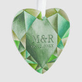 Smaragd Aquarel Hart 55ste Huwelijksjubileum Ornament (voorkant)